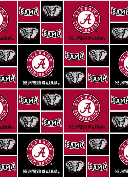 Alabama Crimson Tide NCAA Bama Box Cotton Fabric AL-020