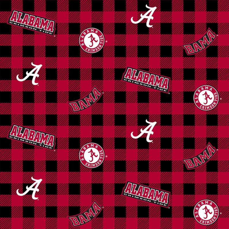 Alabama Crimson Tide NCAA Bama Buffalo Plaid Design Cotton Fabric AL-1207