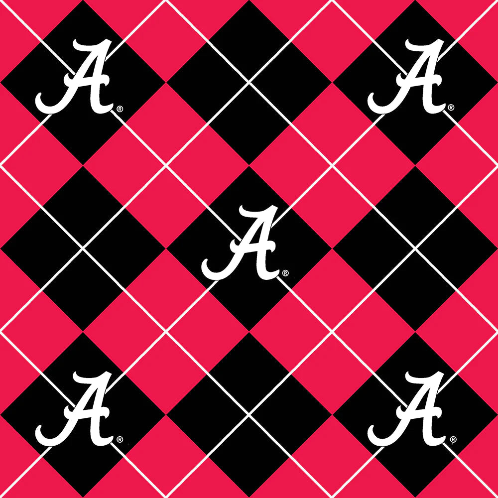 Alabama Crimson Tide NCAA College Argyle Sykel 58" Sykel FLEECE Fabric AL-095