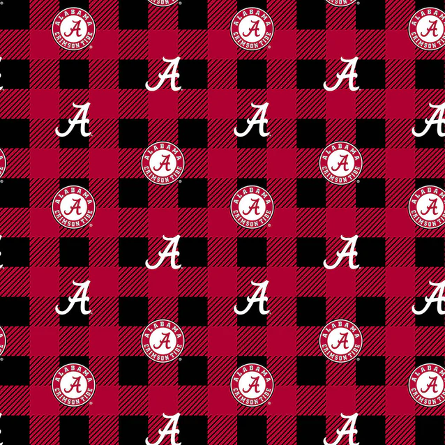 Alabama Crimson Tide NCAA College Buffalo Plaid Sykel Enterprises Polyester Fleece Fabric AL-1190