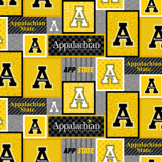 Appalachian State Mountaineers NCAA College Patch Sykel Enterprises Polyester Fleece Fabric APPST-1177