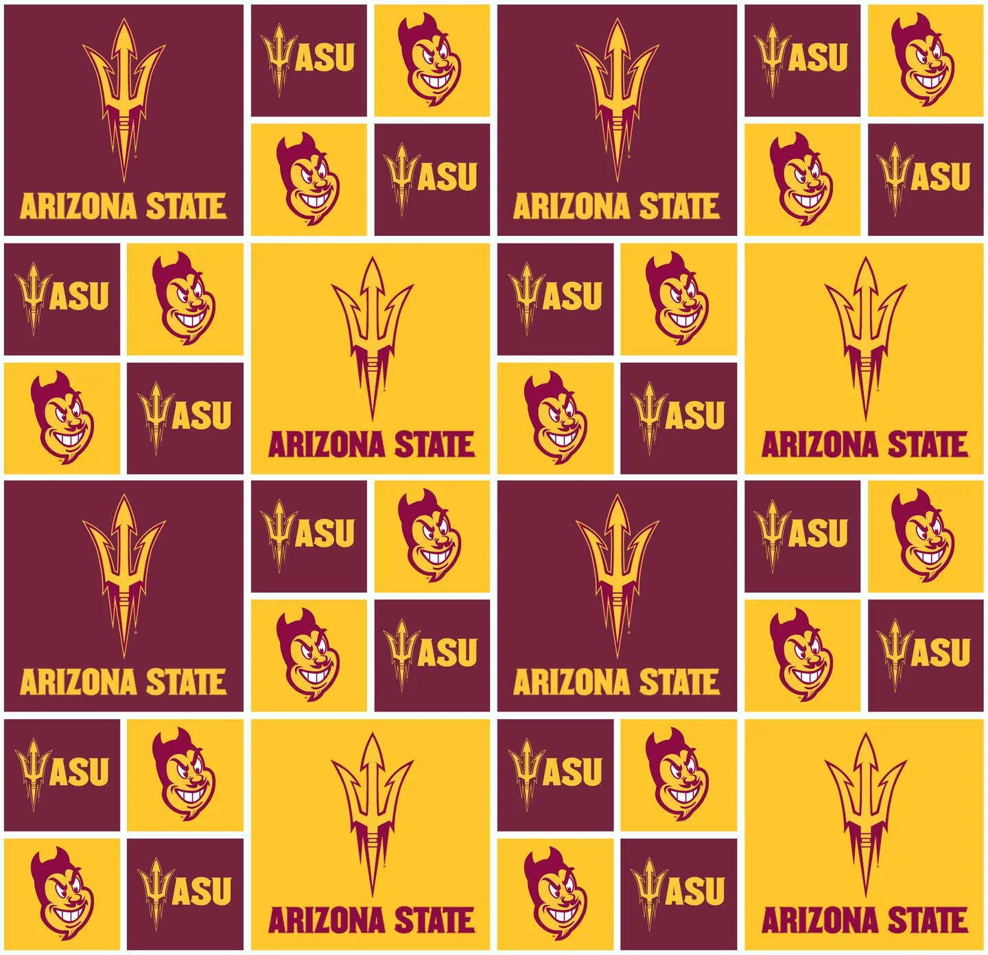 Arizona State Sun Devils NCAA College Block Sykel Enterprises Cotton Fabric ASU-020