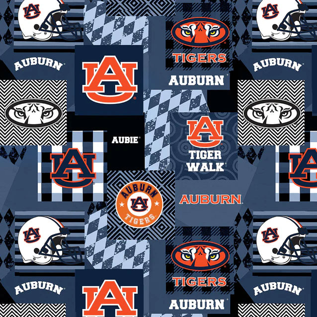 Auburn Tigers NCAA College Collegiate Minky Geo Sykel Enterprises Polyester Fabric AU-1367