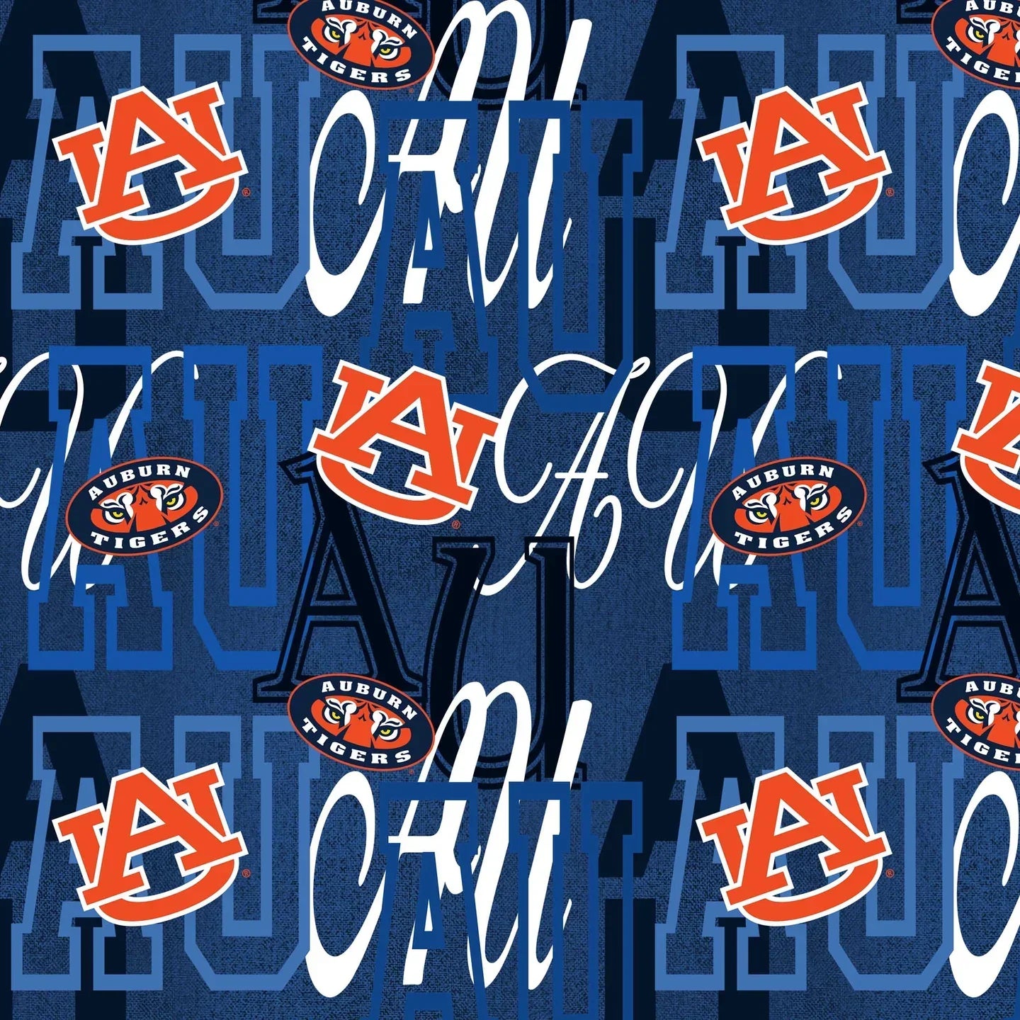 Auburn Tigers NCAA College Letters Sykel Enterprises Cotton Fabric AUB-1372