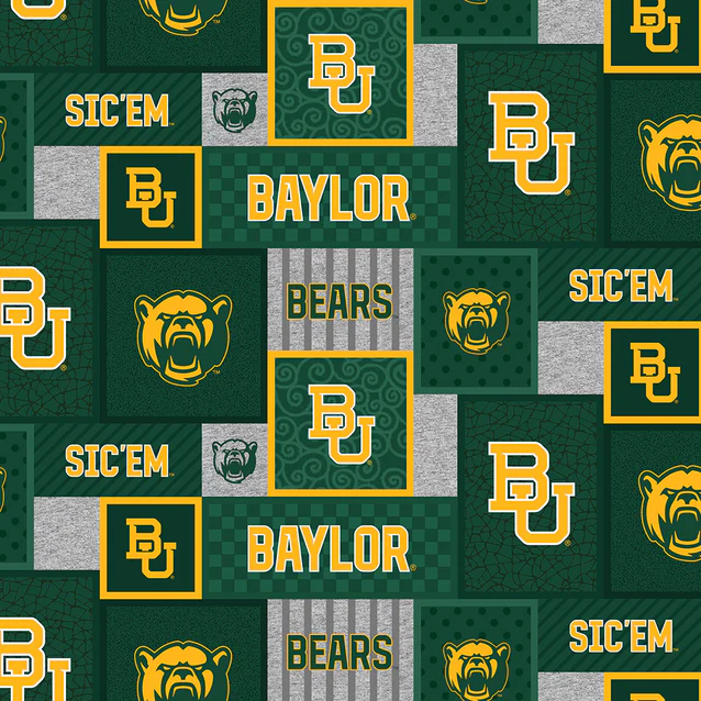 Baylor Bears NCAA College Patch Sykel Enterprises Polyester Fleece Fabric BAY-1177