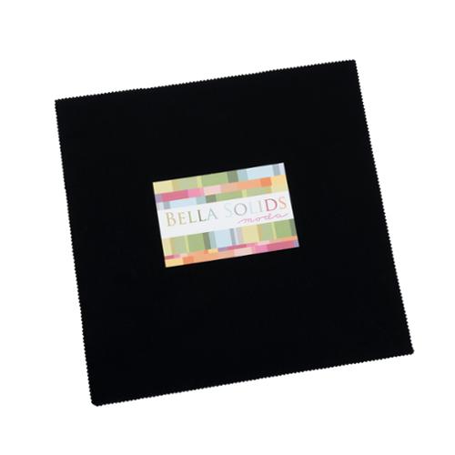 Bella Solids Black 10" Squares Layer Cake Moda Cotton Fabric MD-9900LC-99