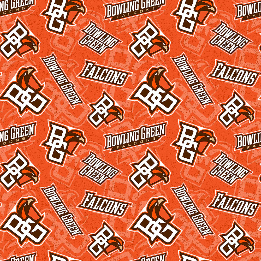 Bowling Green State Falcons NCAA College Tone on Tone Sykel Cotton Fabric BOW-1178