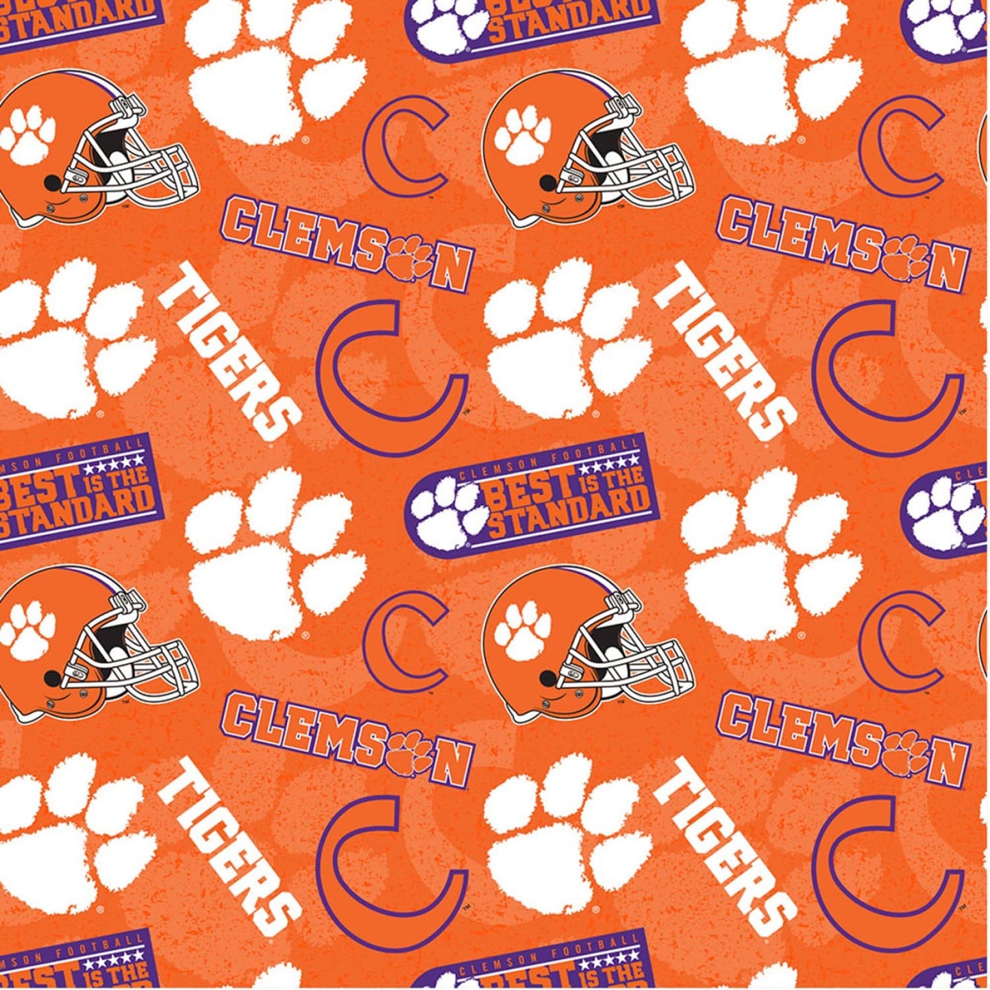 Clemson Tigers NCAA College Tone on Tone Sykel Cotton Fabric CLEM-1178