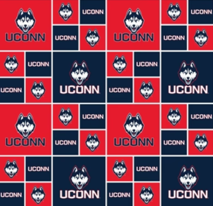 Connecticut Huskies NCAA College Block Sykel Enterprises Cotton Fabric UCON-020