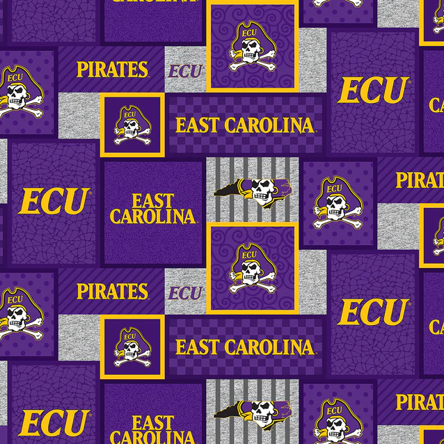 East Carolina Pirates NCAA College Patch Sykel Enterprises Polyester Fleece Fabric ECU-1177