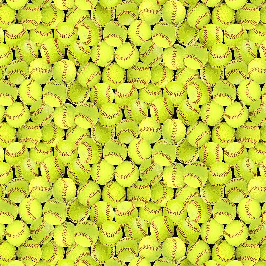 Elite Athlete Packed Softball Yellow Timeless Treasures Cotton Fabric TT-Sport-CD3632-Yellow