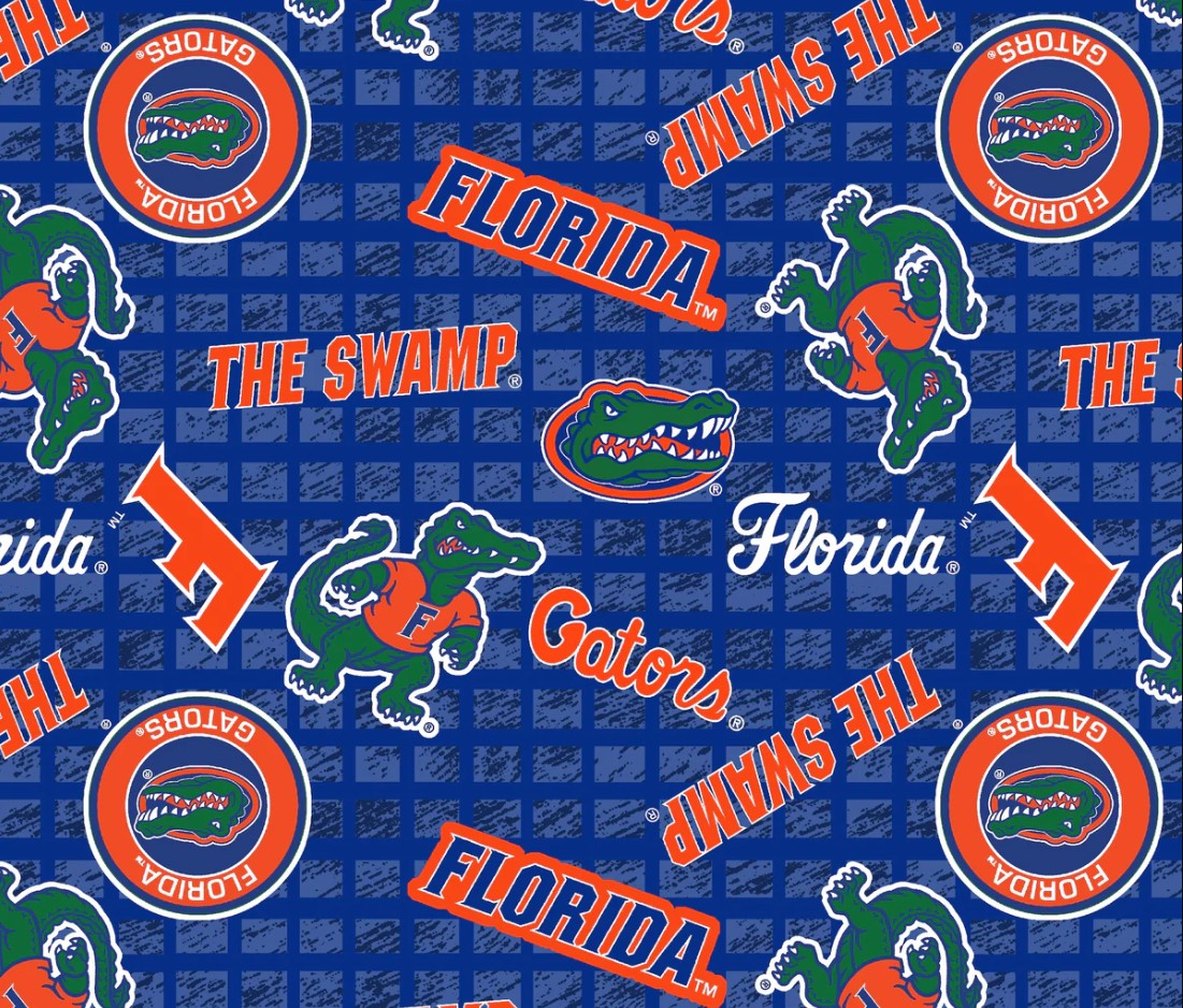 Florida Gators NCAA College 108" Wide back Allover Sykel Enterprises Cotton Fabric FL-1395