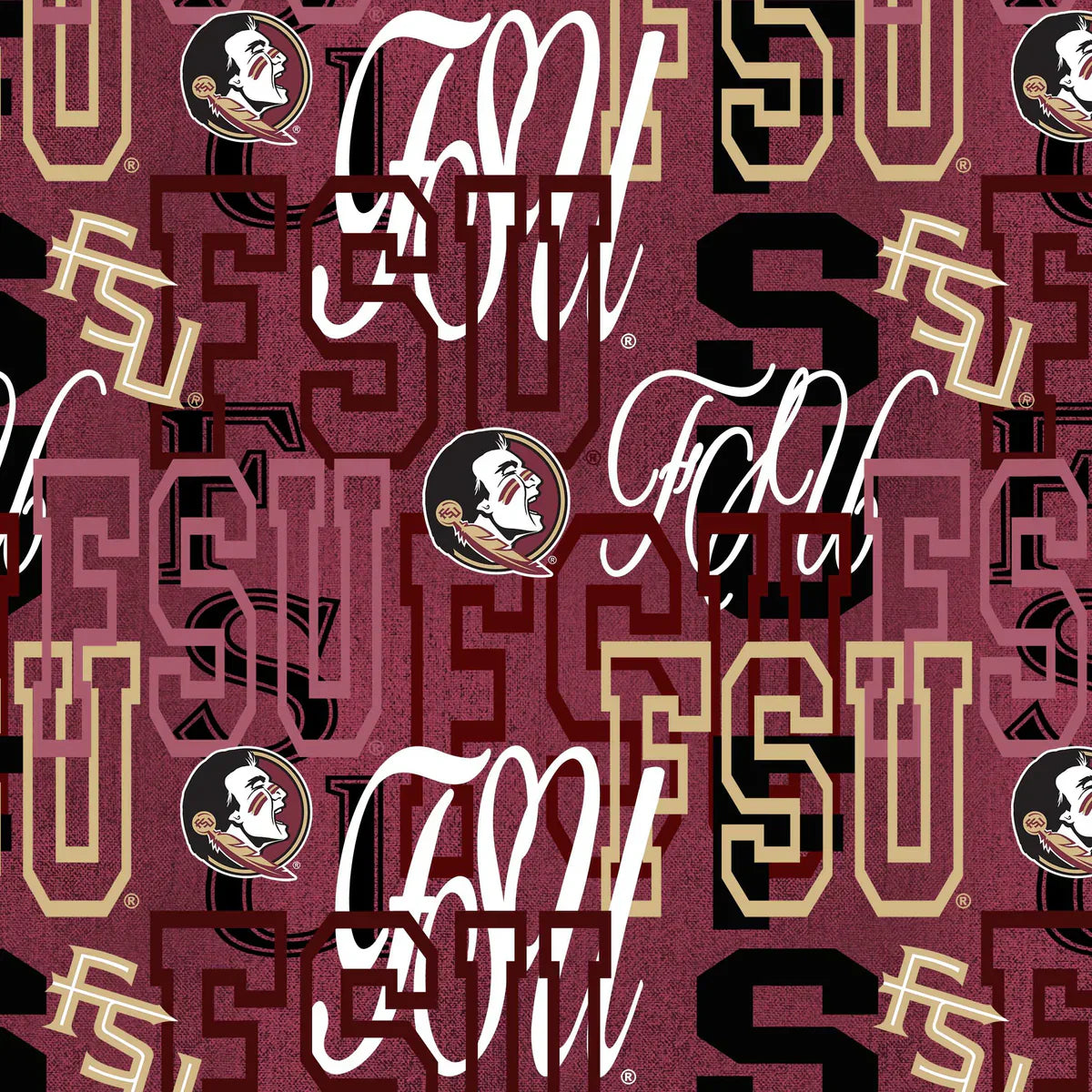 Florida State Seminoles NCAA College Letters Sykel Cotton Fabric FSU-1372