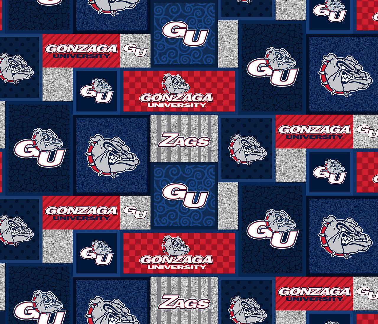Gonzaga Bulldogs NCAA College Patch Sykel Enterprises Polyester Fleece Fabric GONZ-1177