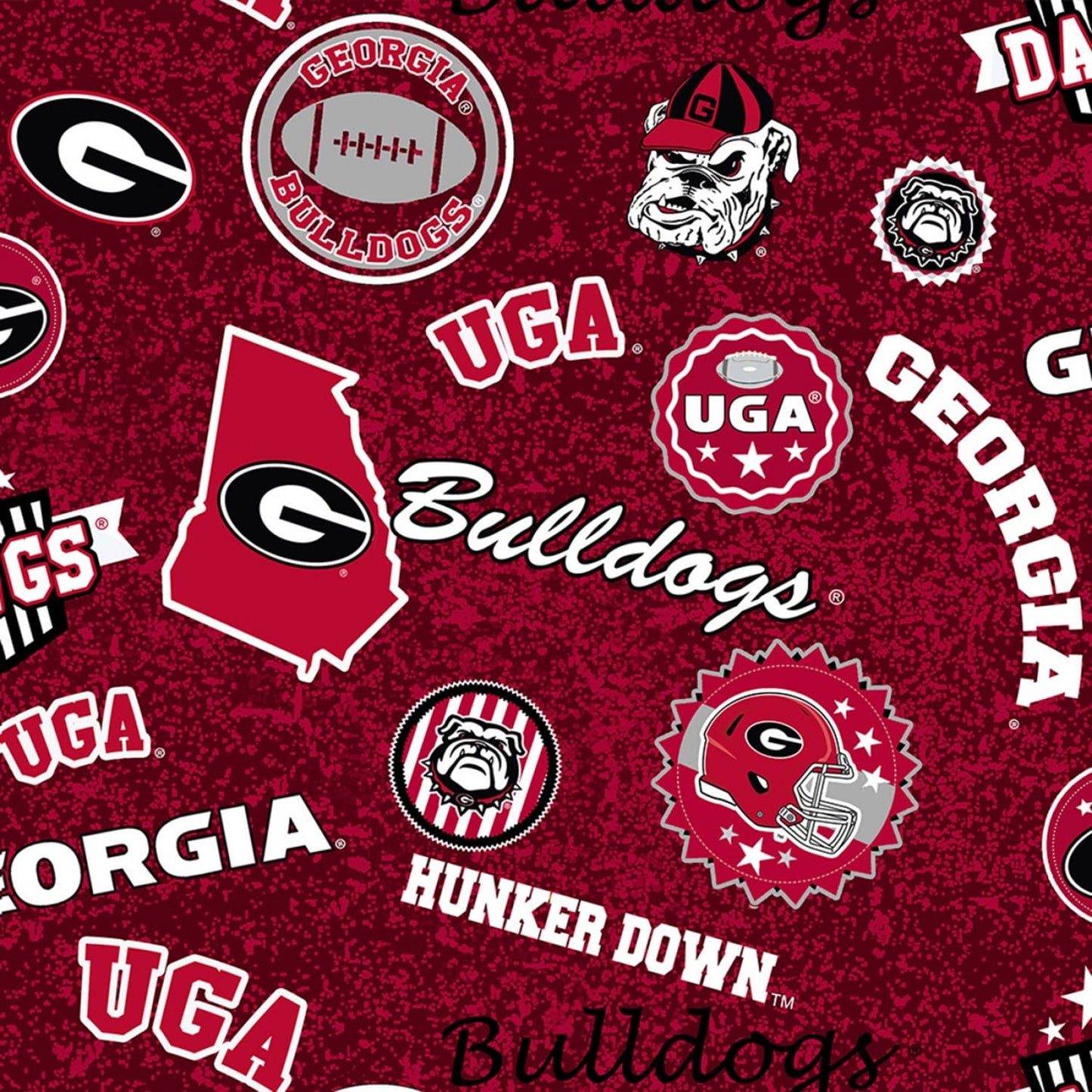 Georgia Bulldogs NCAA College Home State Sykel Cotton Fabric GA-1208