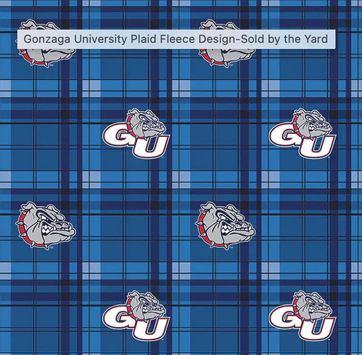 Gonzaga Bulldogs NCAA College Plaid Sykel Enterprises Polyester Fleece Fabric GONZ-812