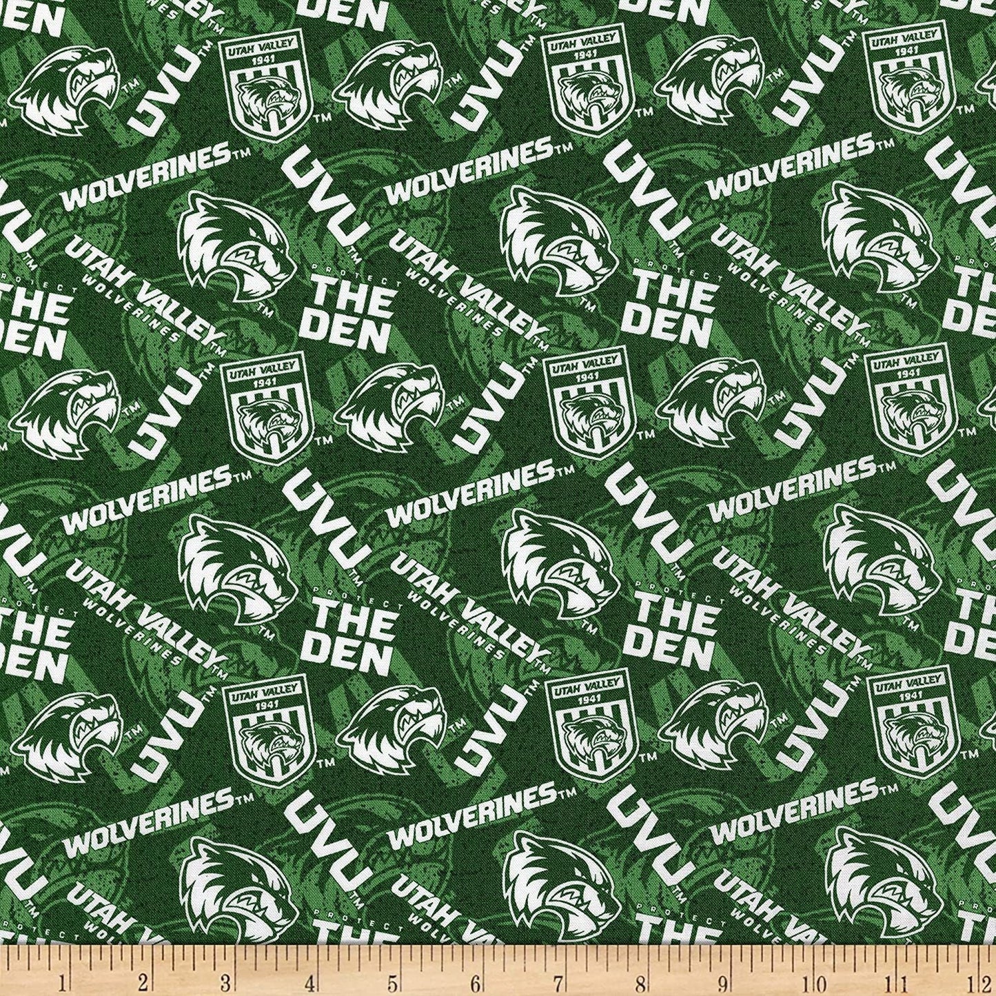 Utah Valley Wolverines NCAA College Tone Tone Sykel Cotton Fabric UVS-1178