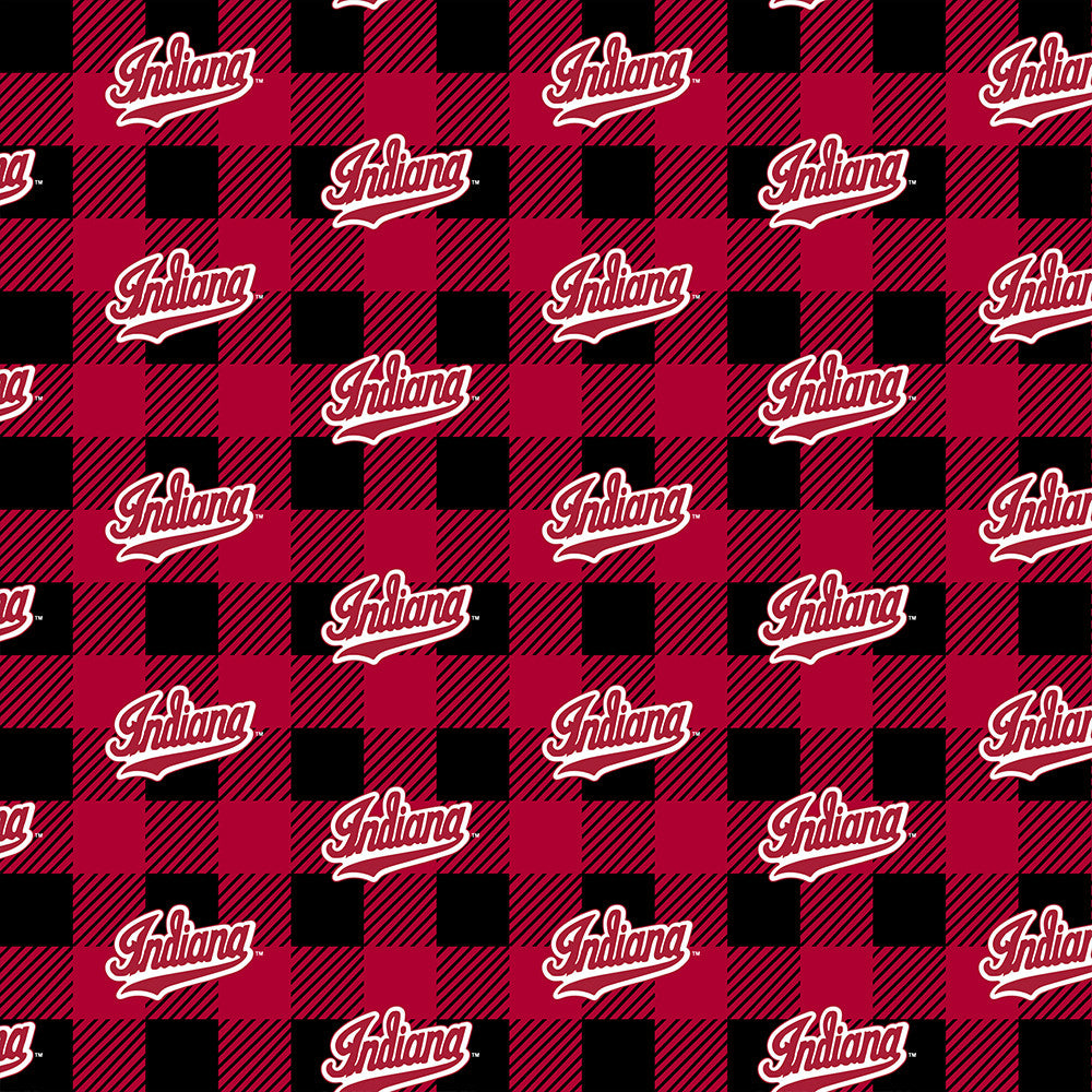 Indiana Hoosiers NCAA College Buffalo Plaid Sykel Enterprises Polyester Fleece Fabric IND-1190