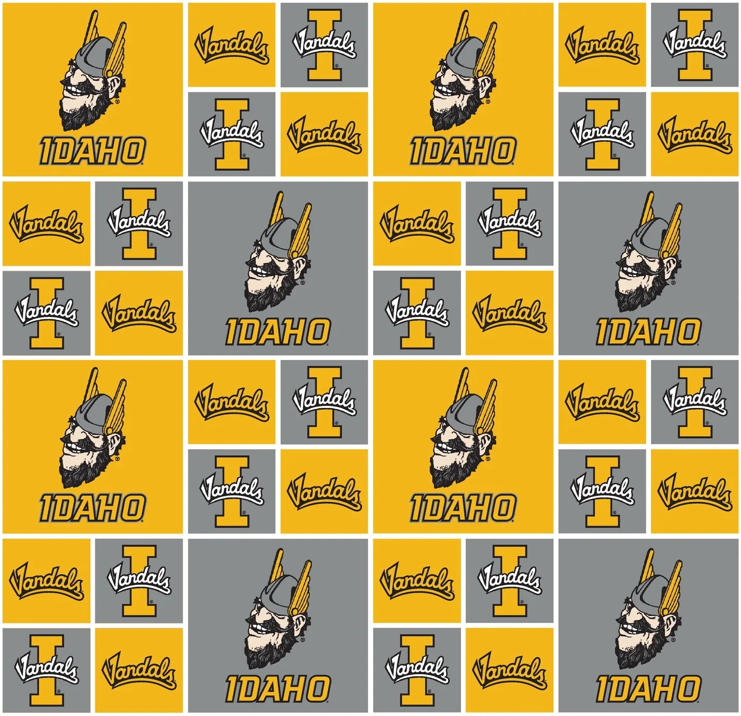 Idaho Vandals NCAA College Box Design Cotton Fabric ID-020