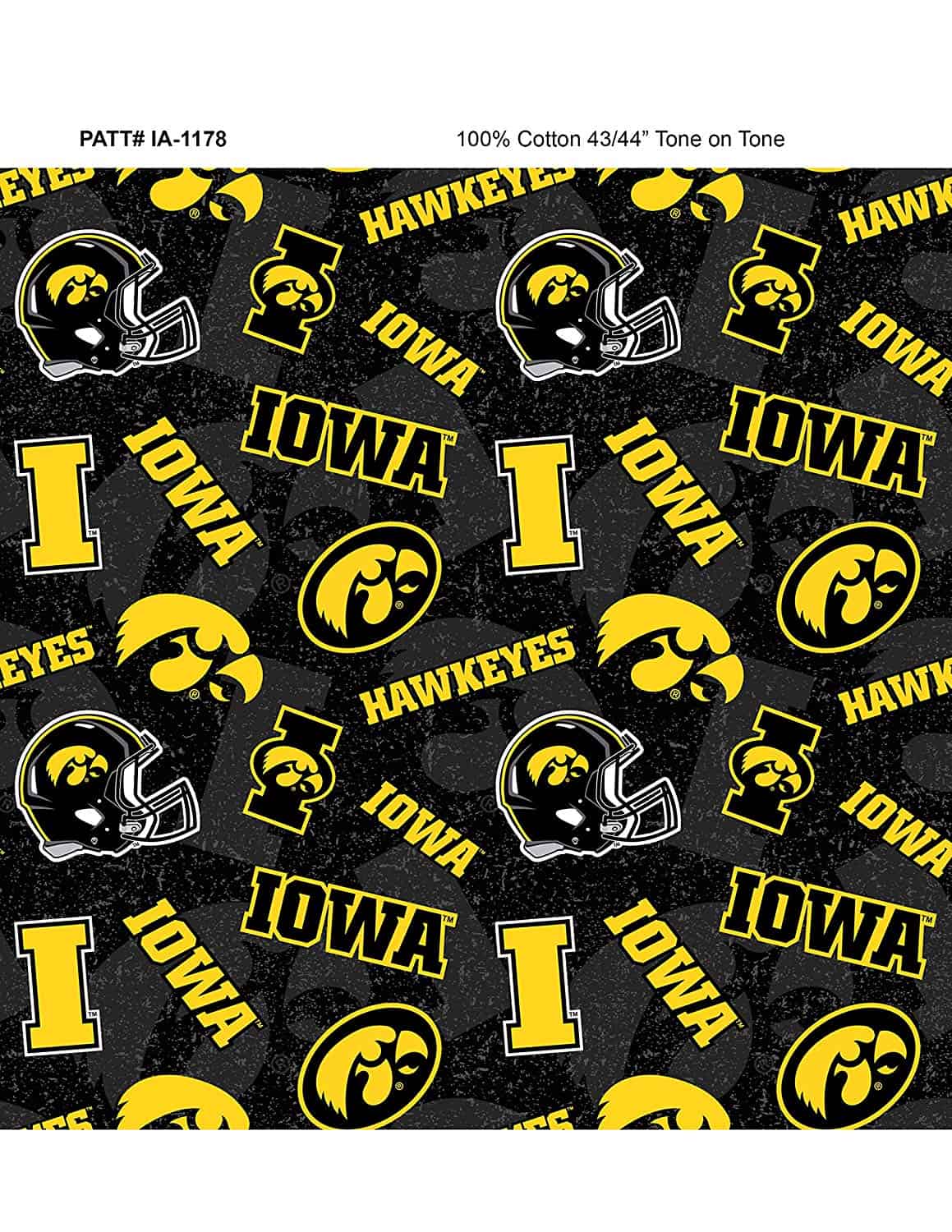 Iowa Hawkeyes NCAA College Tone Tone Sykel Cotton Fabric IA-1178