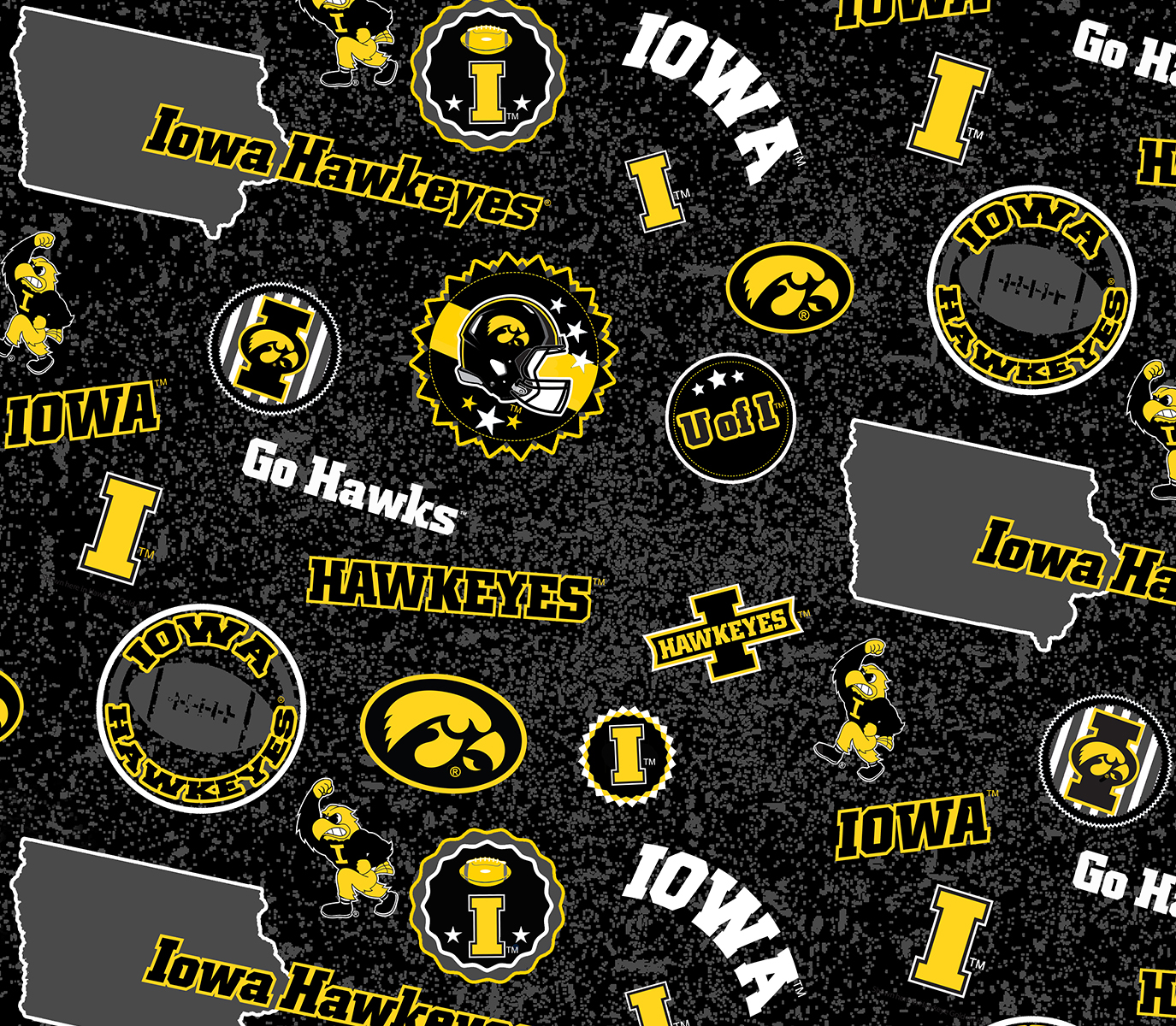 Iowa Hawkeyes NCAA College Home State Sykel Enterprises Polyester Minky Fabric IA-1238