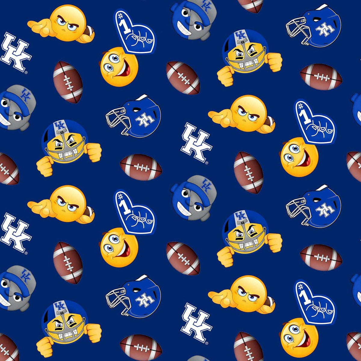 Kentucky Wildcats NCAA College Emoji Sykel Enteprises Polyester FLEECE Fabric KY-1126