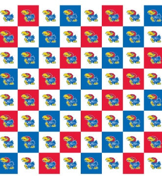 Kansas Jayhawks NCAA College Collegiate Check Sykel Enterprises Cotton Fabric KS-1158