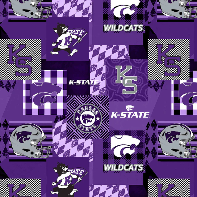 Kansas State Wildcats NCAA College Collegiate Minky Geo Sykel Enterprises Polyester Minky Fabric KSU-1367