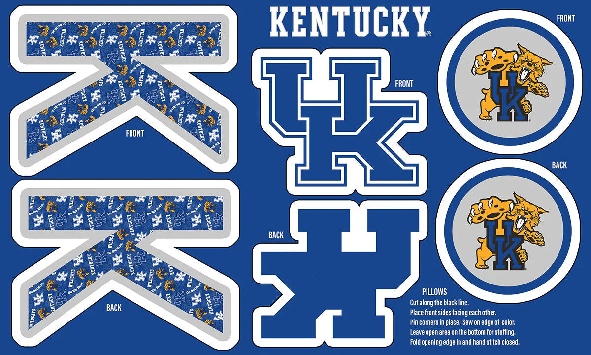 Kentucky Wildcats NCAA Collegiate Pillow Project 36 x 60 inches Sykel Polyester Minky Fabric KY-1359