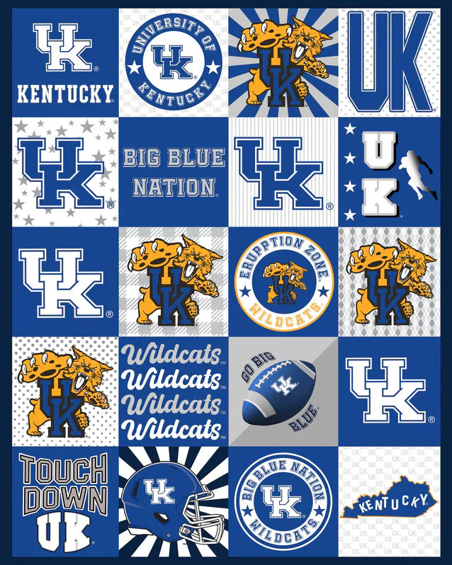 Kentucky Wildcats NCAA Collegiate T-Shirt Panel 60" Sykel Polyester Minky Fabric KY-1362