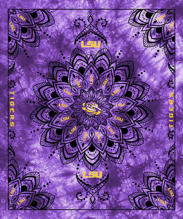 Louisiana State Tigers NCAA Collegiate Tapestry Finished Panel 48"x56" Sykel Polyester Fabric LSU-1360