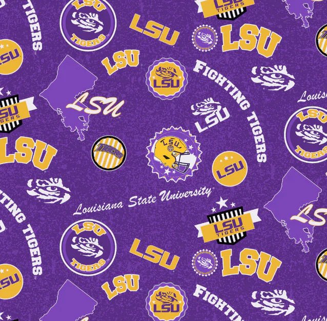 Louisiana State Tigers NCAA College Home State Sykel Cotton Fabric LSU-1208