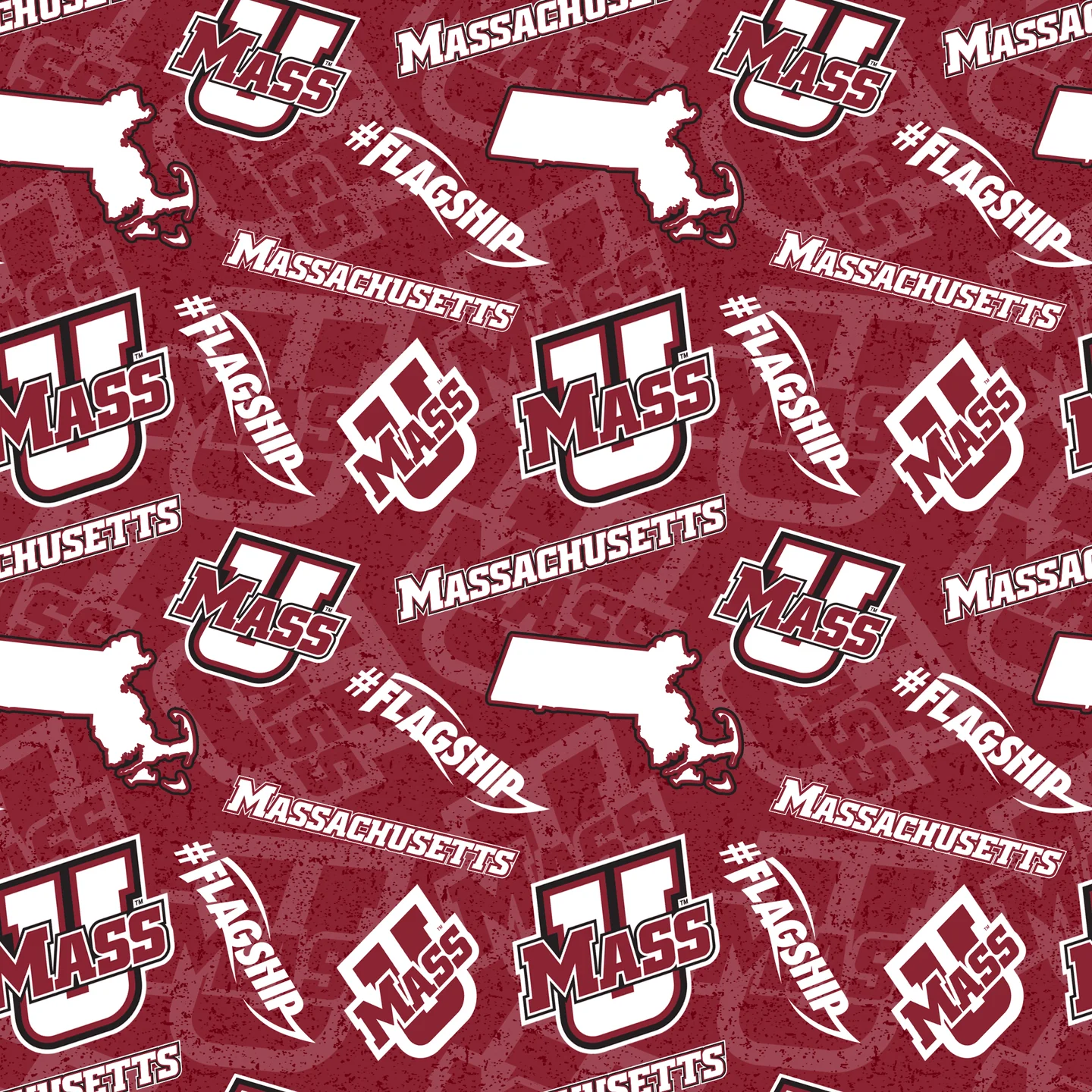 Massachusetts Amherst Flagship NCAA College Tone on Tone Sykel Enterprises Cotton Fabric AMH-1178