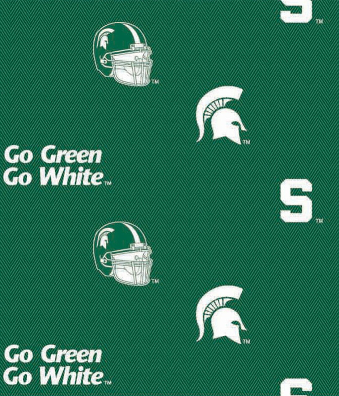 Michigan State Spartans NCAA College Allover Herringbone Sykel Cotton Fabric MIST-098
