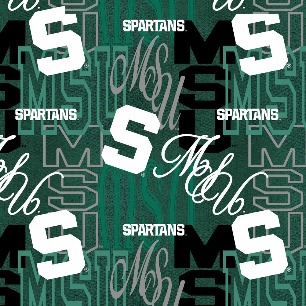 Michigan State Spartans NCAA College Letters Sykel Cotton Fabric MIST-1372