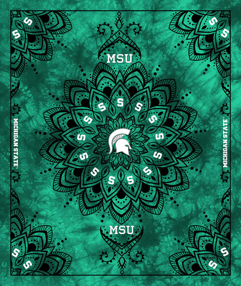 Michigan State Spartans NCAA Collegiate Tapestry Finished Panel 48"x56" Green Sykel Polyester Minky Fabric MIST-1360