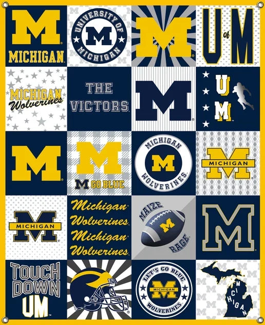 Michigan Wolverines NCAA College Shirt Spirit Banner 58x47 inches Sykel Enterprises 4 Grommets Polyester Fabric MCHG-5003