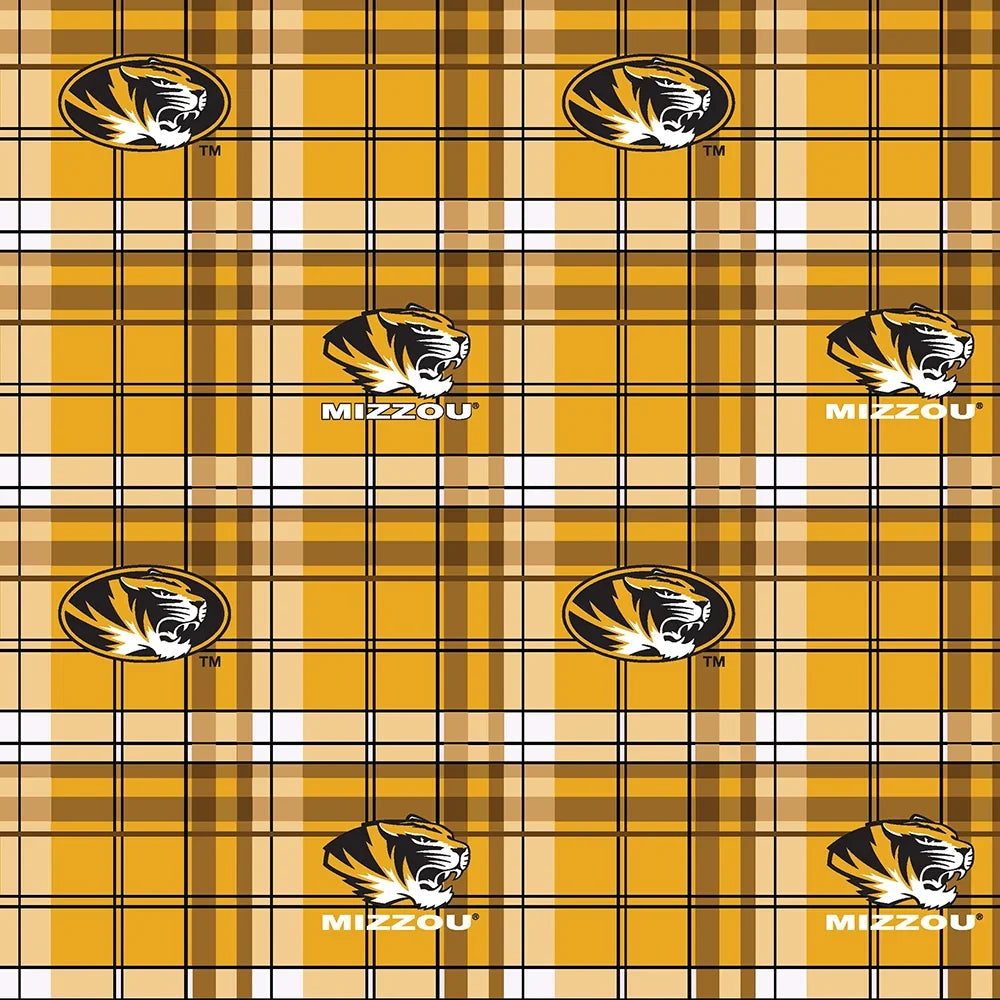 Missouri Tigers Mizzou NCAA College Check Sykel Enterprises Polyester FLEECE Fabric MO-812