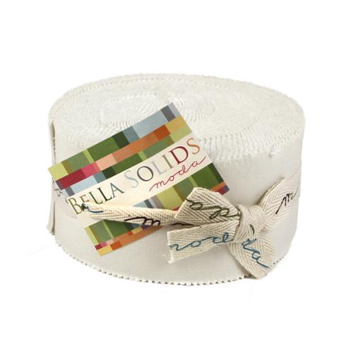 Bella Solids White 2.5" Jelly Roll Moda Cotton Fabric MD-9900JR-98