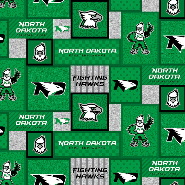 North Dakota Fighting Hawks NCAA College Patch Sykel Enterprises Polyester FLEECE Fabric ND-1177