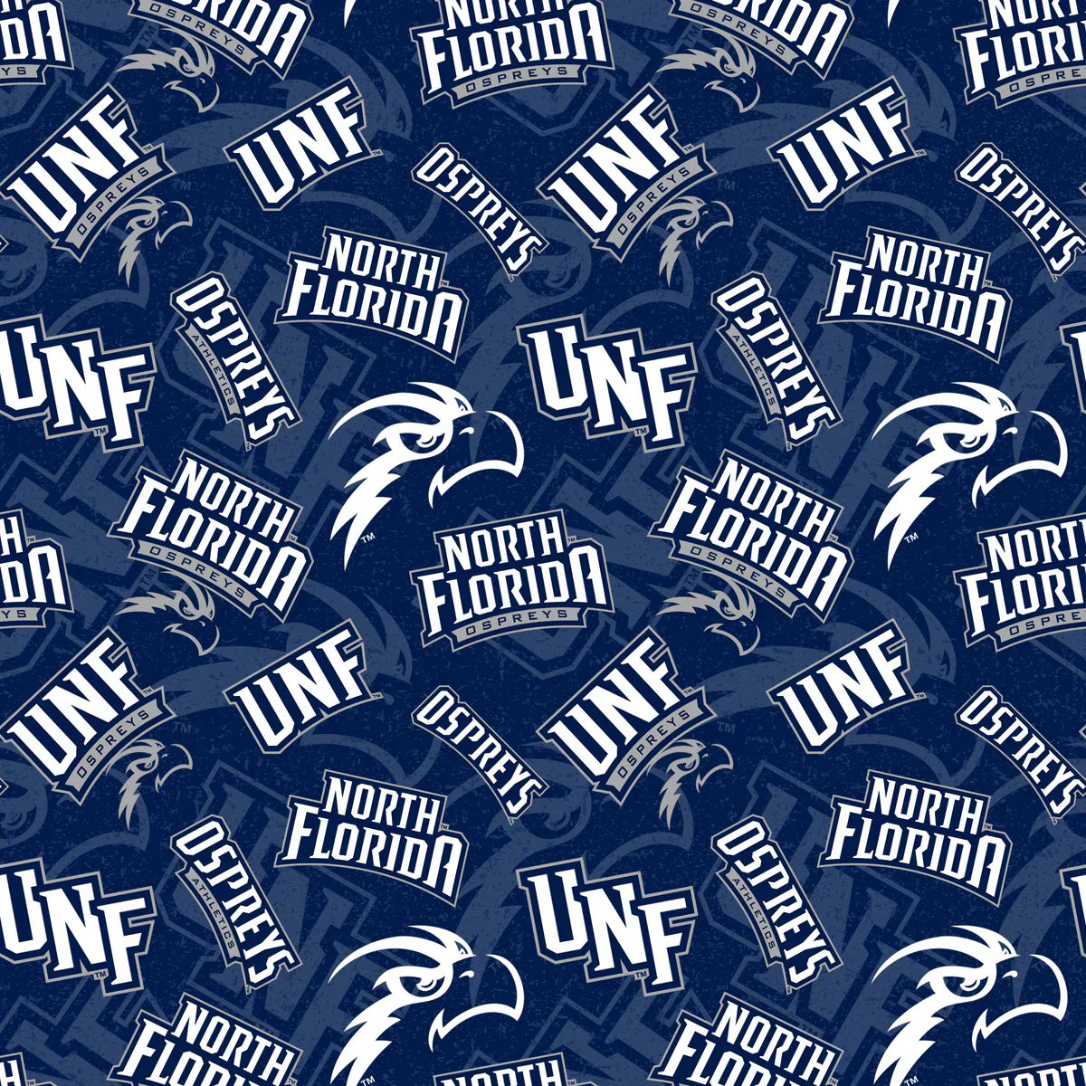 North Florida Ospreys NCAA College Tone on Tone Sykel Cotton Fabric UNF-1178