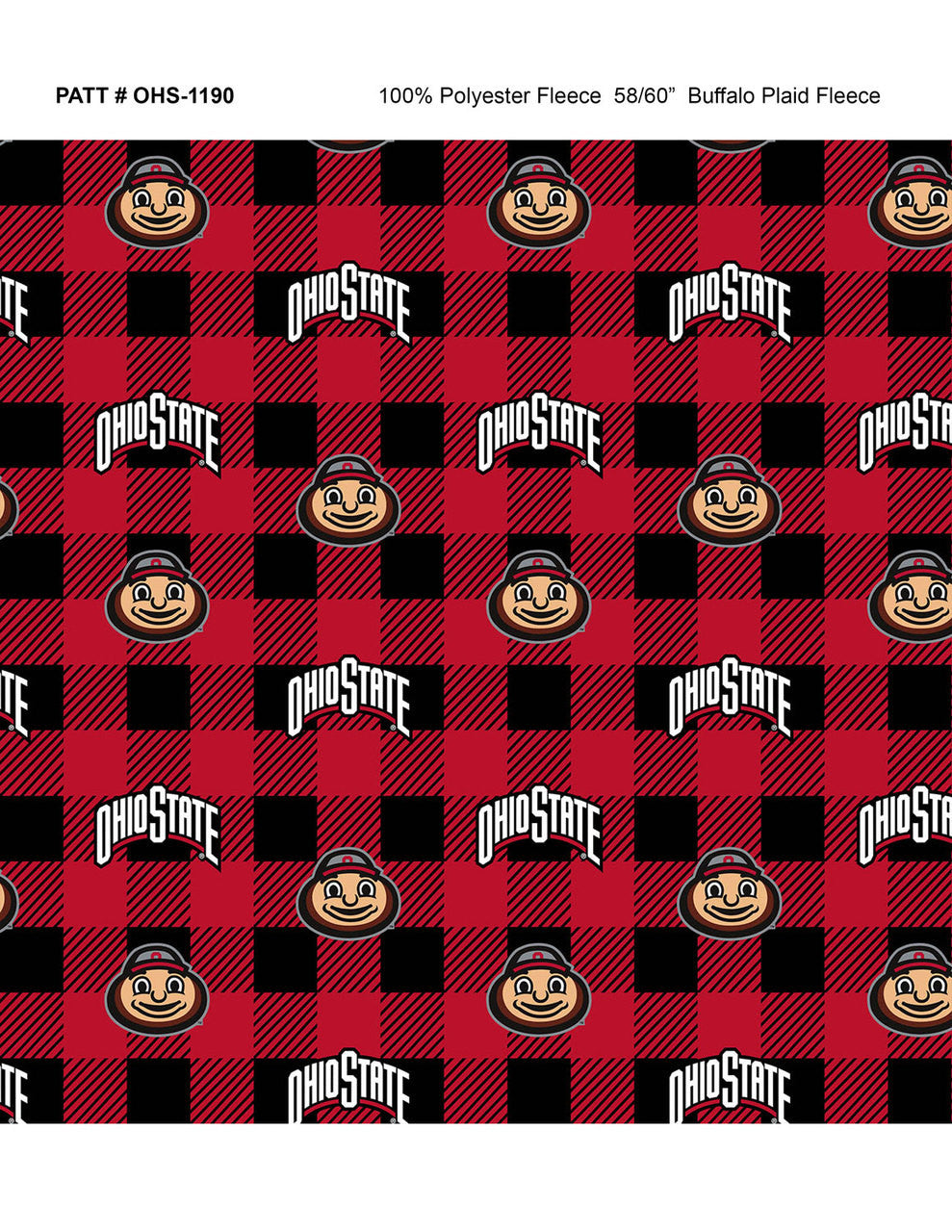 Ohio State Buckeyes NCAA College Buffalo Plaid Sykel Enterprises Polyester FLEECE OHS-1190