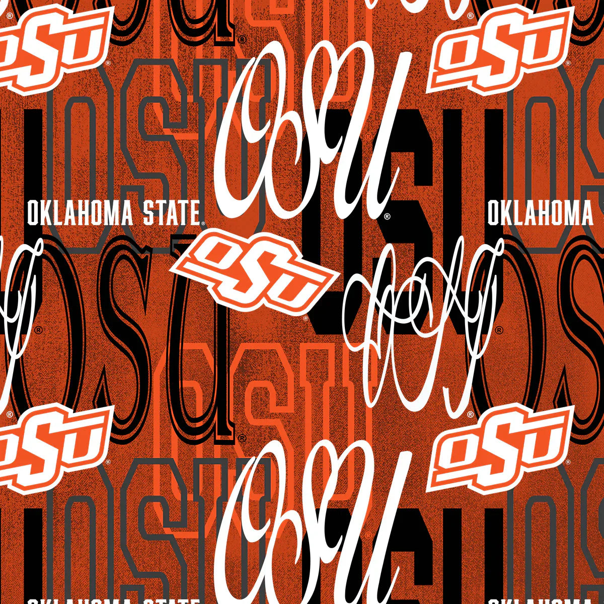 Oklahoma State Cowboys NCAA College Letters Sykel Cotton Fabric OSU-1372