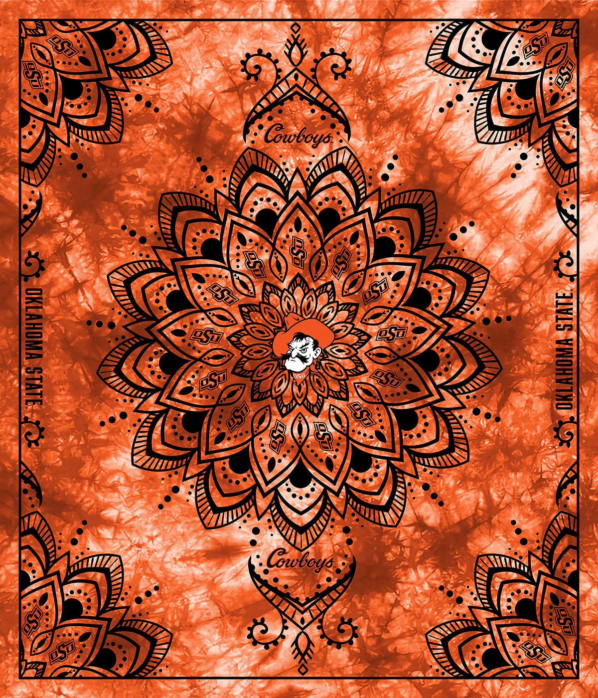 Oklahoma State Cowboys NCAA Collegiate Tapestry Finished Panel 48"x56" Sykel Enterprises Polyester MINKY Fabric OSU-1360