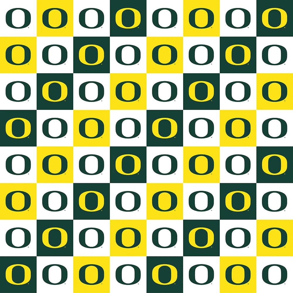 Oregon Ducks NCAA College Mini Blocks- Chess-Like Sykel Cotton Fabric OR-1158