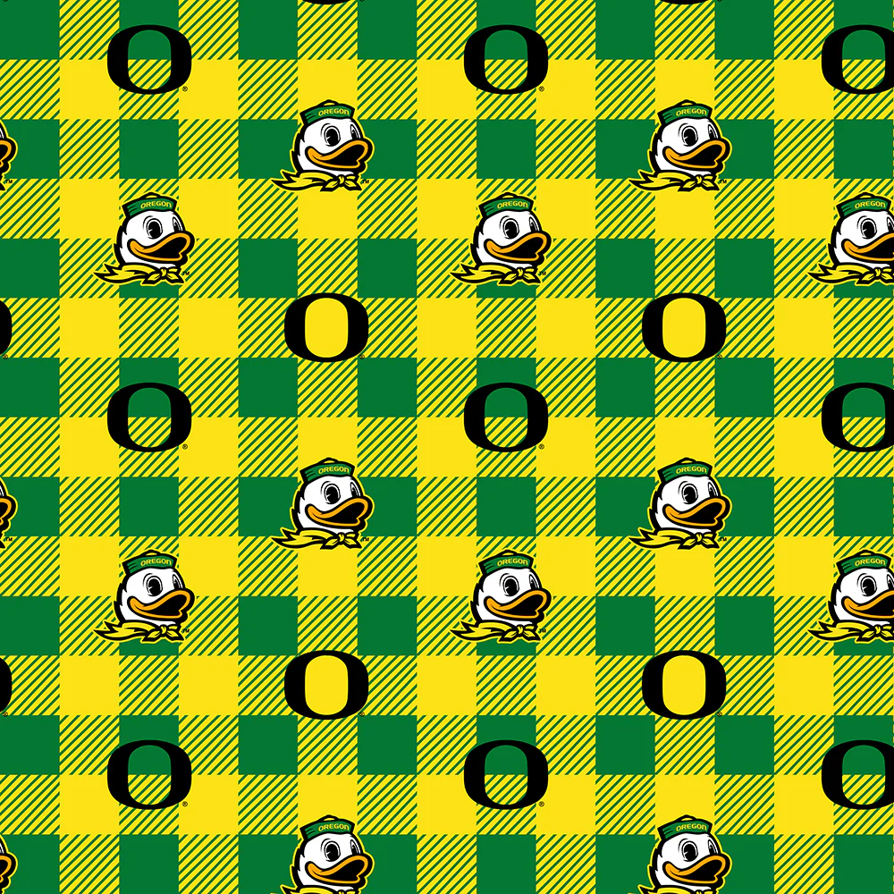 Oregon Ducks NCAA College Buffalo Plaid Sykel Enterprises Polyester FLEECE Fabric OR-1190