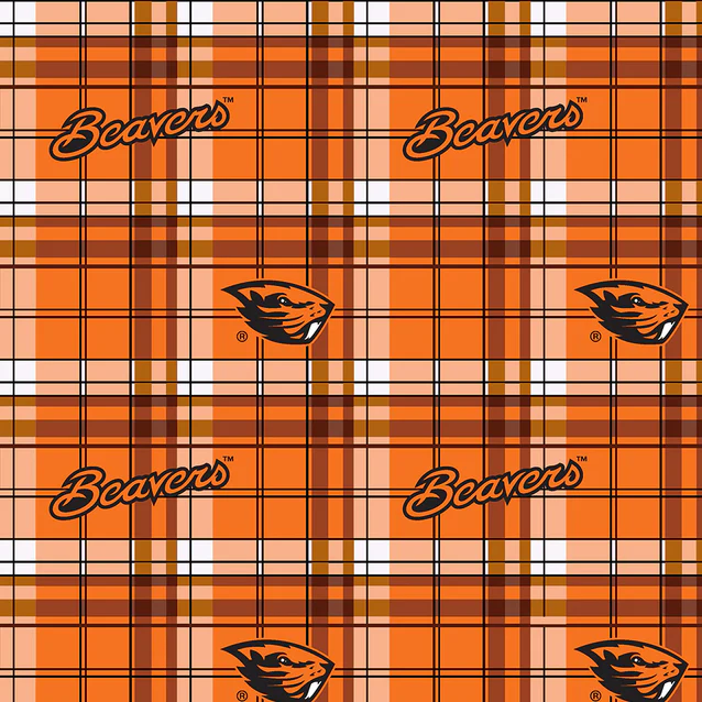 Oregon State Beavers NCAA College Plaid Sykel Enterprises Polyester Fleece Fabric OS-812