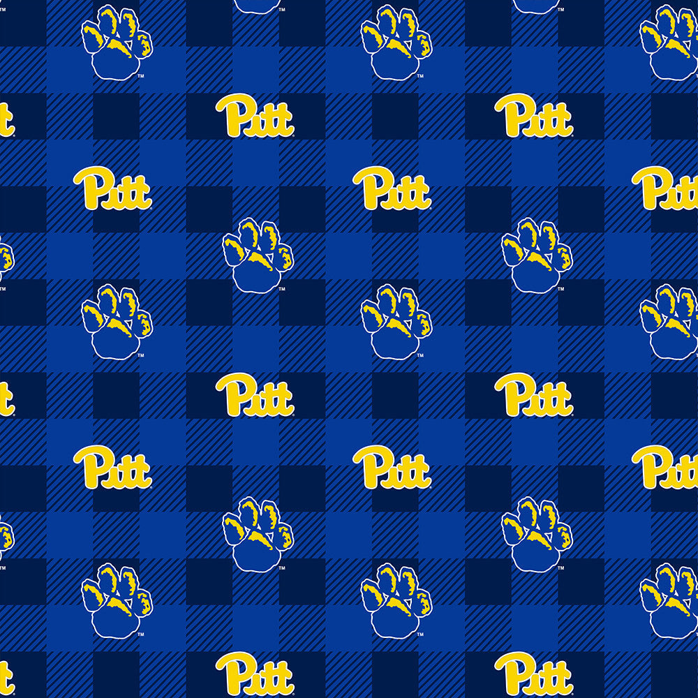 Pittsburgh Panthers NCAA College Buffalo Plaid Sykel Enterprises Polyester Fleece Fabric PITT-1190