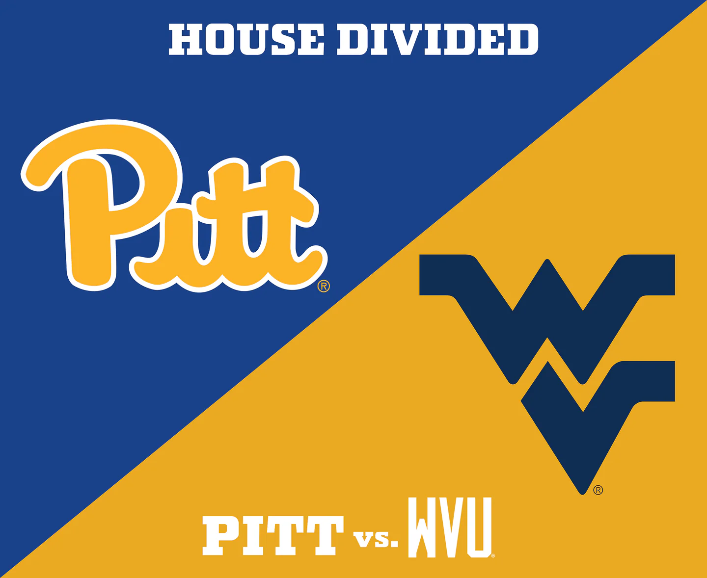PITTSBURGH Vs. West Virginia House Divided Panel 36" Sykel Enterprises Cotton Fabric 1396-PITT-WV