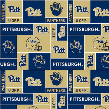 Pittsburgh Panthers NCAA College Box 58" FLEECE Fabric PITT-012